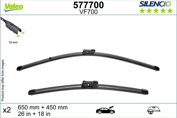 Wischblatt Scheibenwischer Silencio Flat Blade SET Valeo 577700 FüR KIA Sportage-image