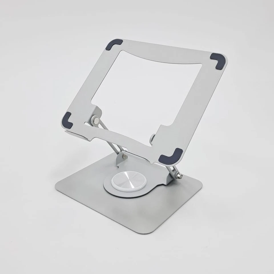 i1 Laptop Stand Silver Adjustable Foldable Riser w/ 360° Rotating Base 10-19” - Image 2 of 4
