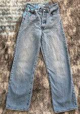 Levi Ribcage Straight Ankle Women's Light Wash Blue Denim Jeans Size 25 x 27