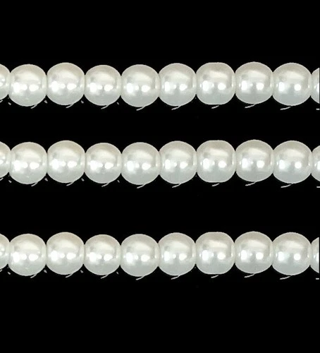 200x4mm, 150x6mm, 100x8mm, 88x10mm White Round imitation Faux Pearl Glass Beads