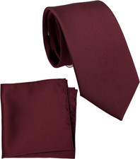 Regular Tie and Pocket Square for Men, Solid Color Necktie Set, 3.2 inch Standar