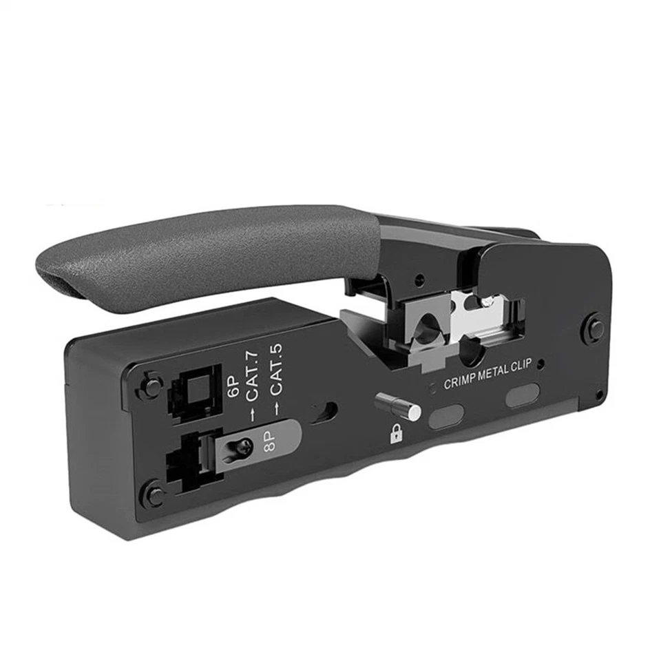 RJ45 Crimper Tool For End Pass Through Cutter Cat5/Cat6/Cat7 8P Plugs Connector - Image 3 of 4