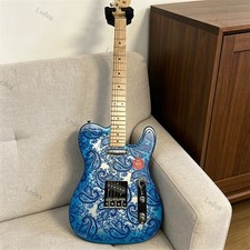 Ledux Blue Paisley Solid Body Electric Guitar Maple Fretboard Basswood Body
