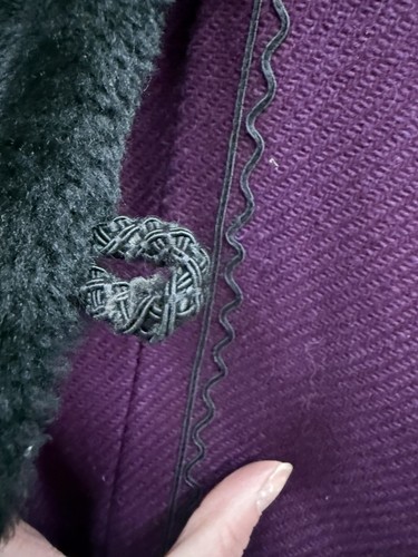 Vintage Union Made Purple Winter Over Coat With Black Faux Fur Trim And Hood - Picture 18 of 24