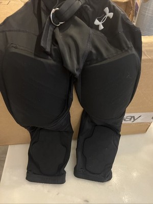 Under Armour UA Size Youth Small YS Black Padded Football Pants Adjustable Belt