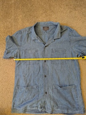 Private White VC Blue Flyweight Camp Collar Shirt Short Sleeve ButtonDown Size 6