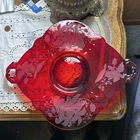 Paden City Orchid Red Ruby  Depression Glass Two Handled Serving Tray