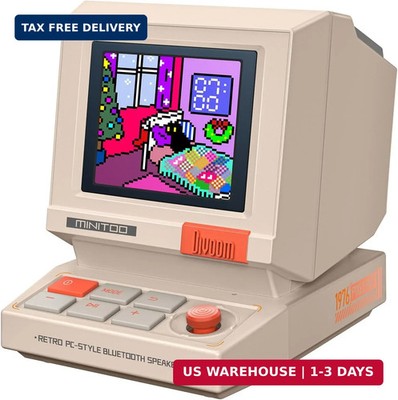Retro PC Style Computer Speaker Smart Pixel Screen Bluetooth Wireless Desk Gift