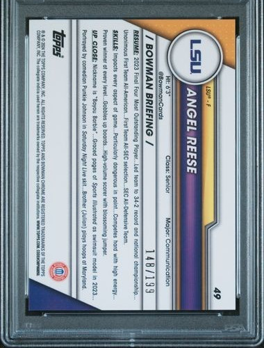 2023 Bowman U Chrome 1st Rookie /199 Blue Refractor #49 Angel Reese RC SP PSA 10 view 16