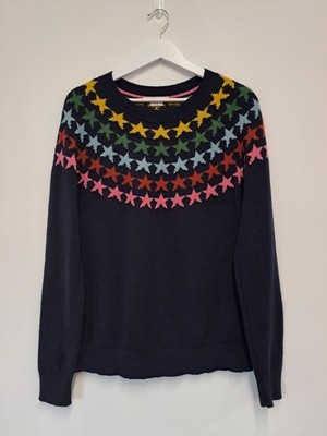 Boden Fair Isle Pullover Größe M Stern marine Wolle Alpaka Mischung