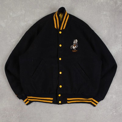 Vintage Navy Academy Football Varsity Jacke XL Herren Navy Blau 