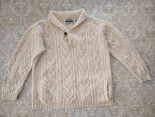 Vintage Aran Crafts 100 Merino Wool Made in Ireland L Woman Fisherman Sweater