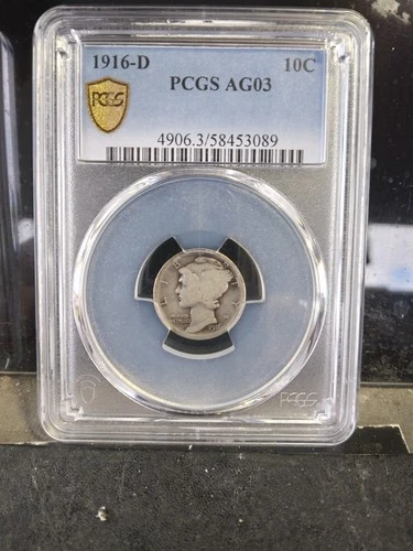 1916 D US  MERCURY DIME PCGS AG3 "THE BEST AG3 YOU WILL EVER SEE!"