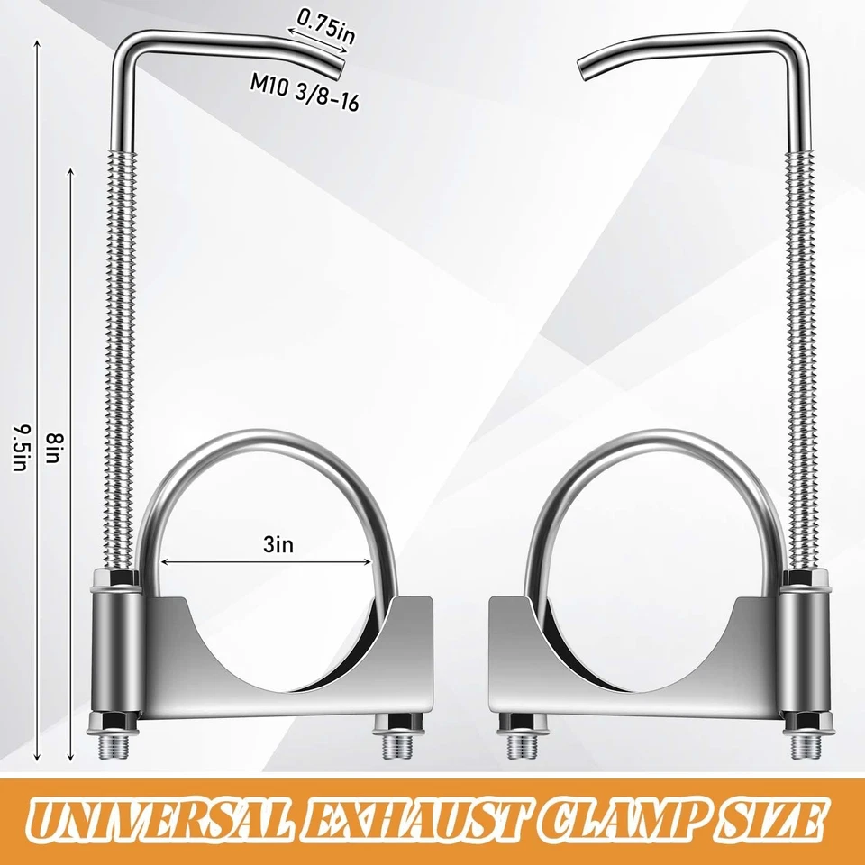 3 Inch Heavy-Duty Universal Exhaust Clamp with Hanger,Hanger for 3, 1-2-4 pcs US - Image 3 of 4