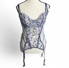 Adore Me Corset Sz 40DDDDD Amaris Bustier Floral Embroidered Feminine Fairy