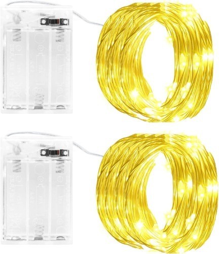 LED Lichterketten Batterie Timer, 2Er Pack 6 M 60 LED Kupferdraht Lichterketten,-image