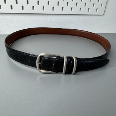 #ad #ad Black South American Crocodile Belt Solid Brass Buckle Mens 34 Made in USA $24.95