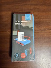 Nintendo Switch Type-C Hub NEW SEALED Portable Dock Adapter 4k Blue Red 3 Ports
