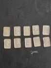 10 x 1g .999 Fine Silver Bars Mixed Designs Bar Shape Total Silver Content 10g