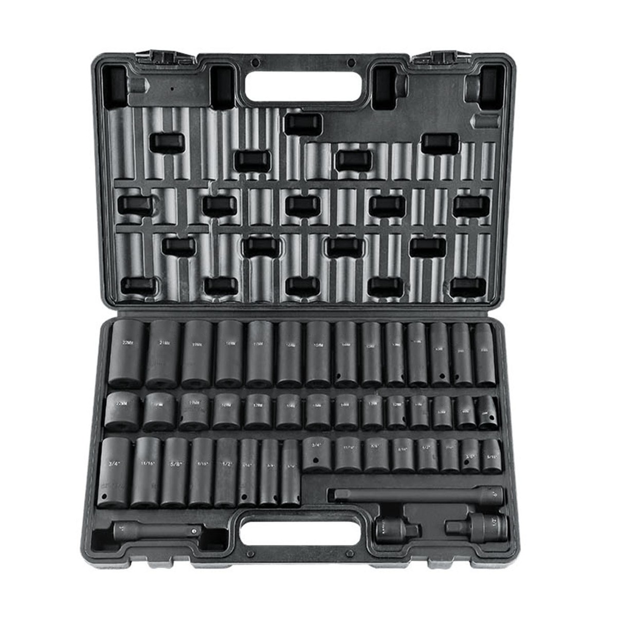 Impact Sockets Set 12pcs 6-Point 3/8in Drive Bit Ratchet Tool Kit w/Storage Case