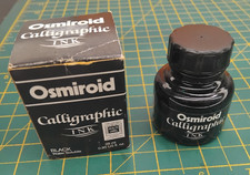 Vintage Osmiroid Calligraphic Black Ink - Glass Bottle & Box 3/4 Full PH23992-SP