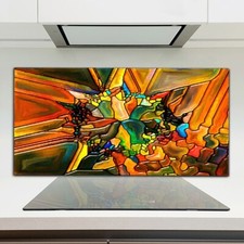 Foto Bildgro&szlig;buntes Buntglasmuster K&uuml;chenr&uuml;ckwand Fliesenspiegel auf Glas 120x60
