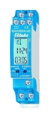 Eltako Schaltuhr digi 8-230VAC/DC 2kan Schließer 480h DIN-Schiene... S2U12DDX-UC