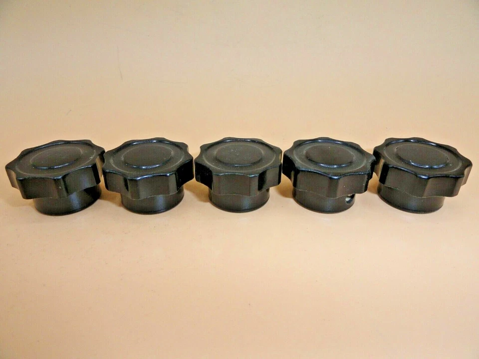 Black Bakelite Knob 60's,70's Fits Round or D shaft, Diameter 1 1/8" (Lot of 5) - Image 2 of 4