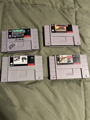 Super Nintendo set of four games battleship, nhl, bass , golf description in pic