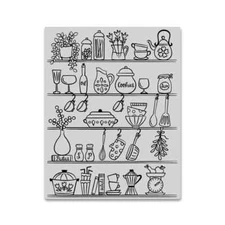 Hero Arts "KITCHEN SHELF" Background Cling Red Rubber Stamp 2022