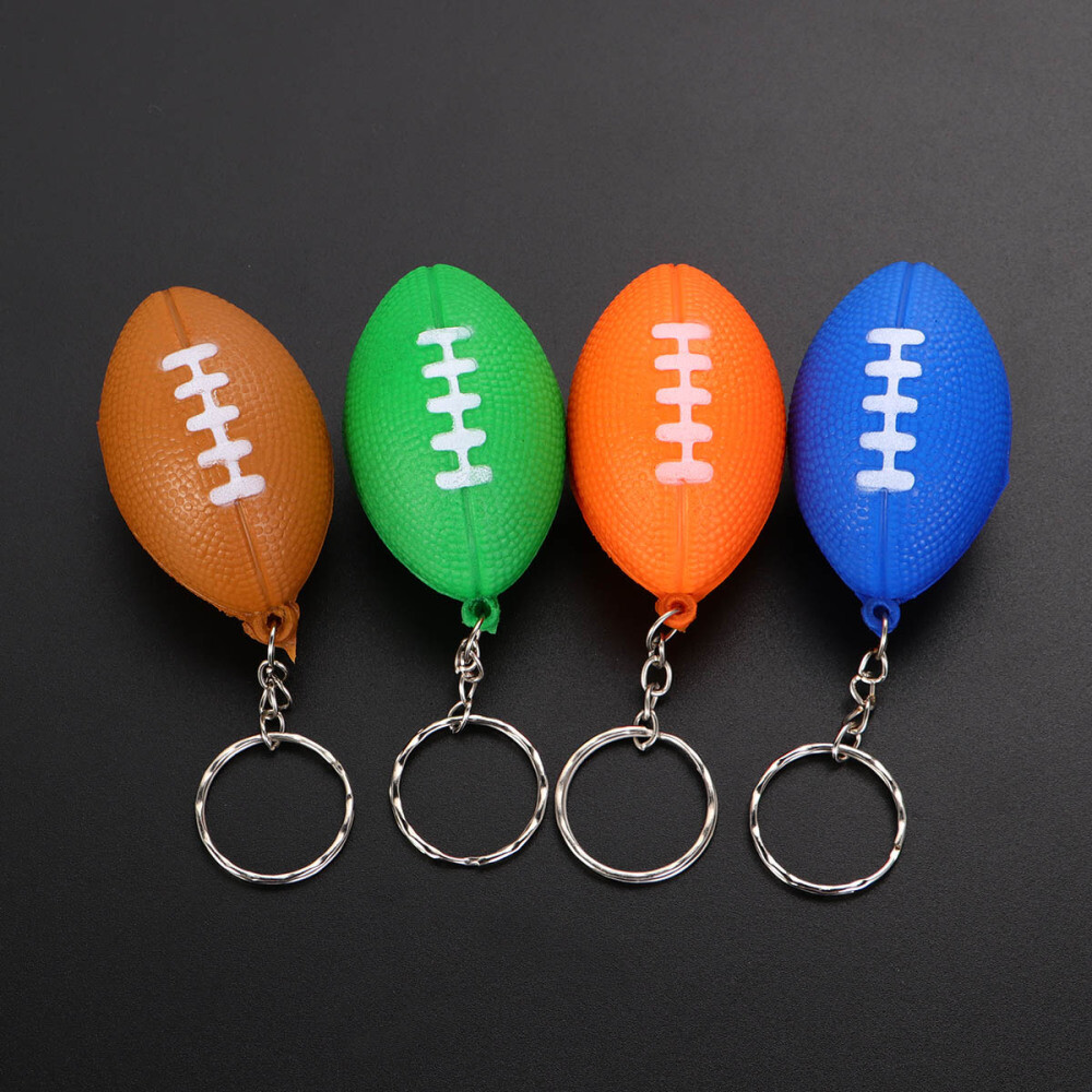 Rugby Themed Metal Keychain with Creative Charm Design