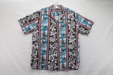 VTG Made in Hawaii Brand Hawaiian Camp Shirt Mens Large Multicolor Surfer Floral