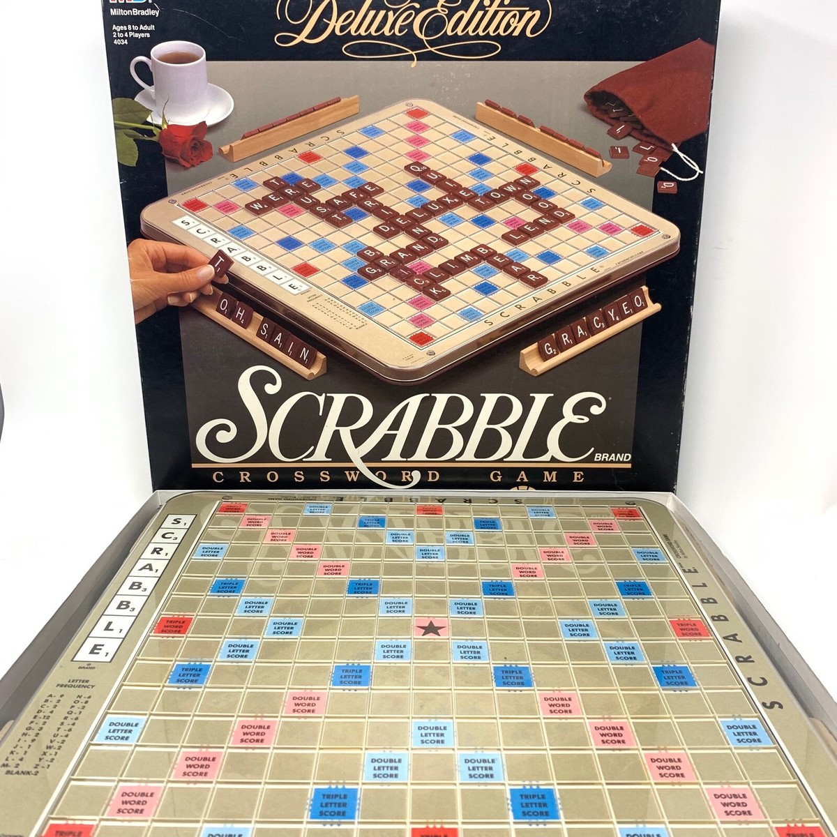 Scrabble Deluxe Edition Turntable Rotating Board Game MB Scrabble Deluxe Edition Turntable Rotating Board Game MB