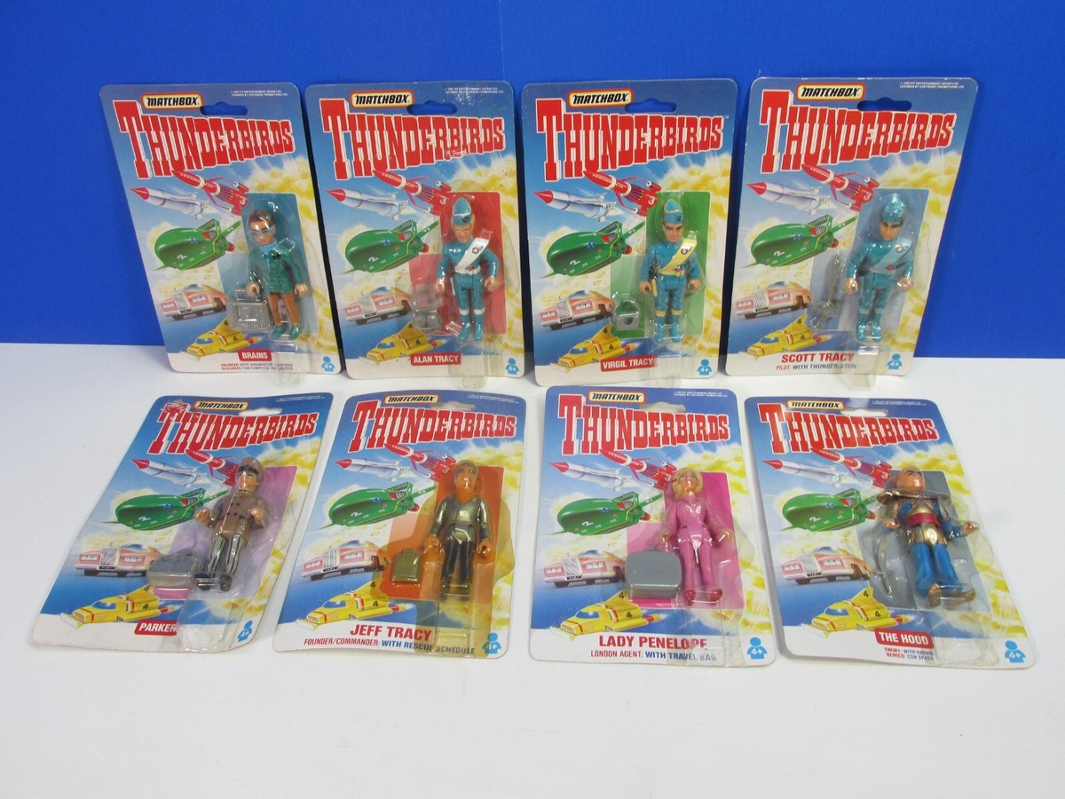 8 vintage THUNDERBIRDS MATCHBOX ACTION FIGURE 1992 SET alan