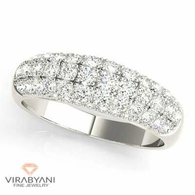 1,0 ct G-VS1 Diamant Band fünfreihig Pave Set Diamant Ring 14K massiv Weißgold