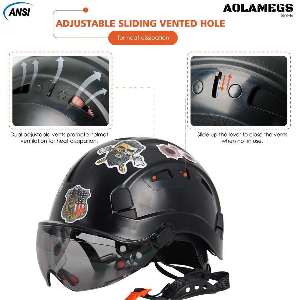 Juego de casco de seguridad de construcción ABS ingeniero casco con gafas dobles ANSI CE Foto 4 de 4