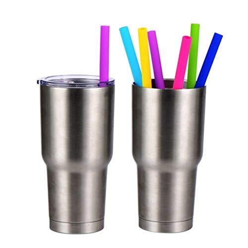 14 pz cannucce in silicone riutilizzabili con spazzole di pulizia cannucce extra larghe grandi - Foto 7 di 7