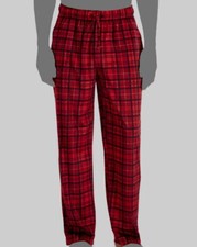  40 Club Room Men's Red Plaid Fleece Pajama Pants Sleepwear Size L