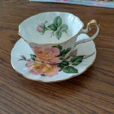 Vintage RARE Adderley Fine Bone China Teacup & Saucer "PEACE" H834 w/ Gold Trim