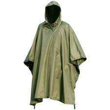 Ladies Hooded Poncho Olive Rip Stop Jacket Smock Hiking Waterproof Windproof