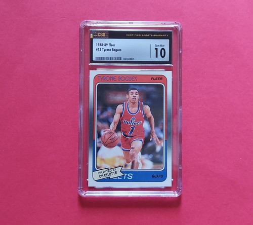 1988 89 Fleer Tyrone MUGGSY Bogues 13 CSG 10 GEM Mint Rookie Card 