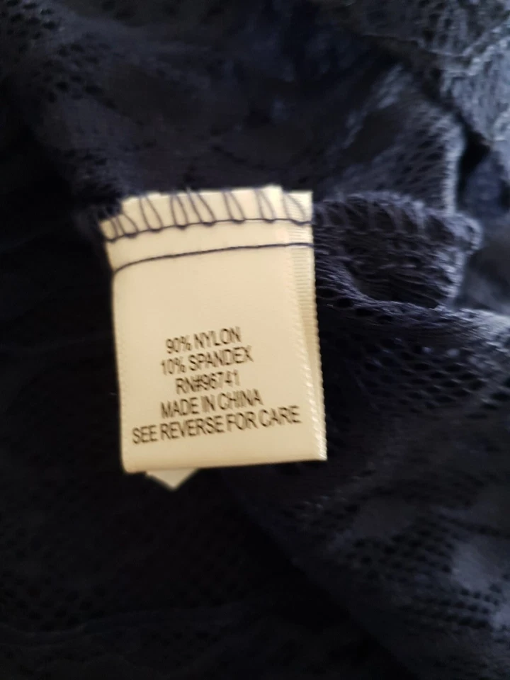 Blusa Top Autoestima Niñas Azul Talla XL Crochet Encaje Pullover Manga 3/4 Foto 4 de 4