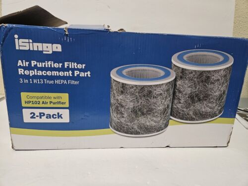 NEW 2 PACK ISINGO AIR PURIFIER REPLACEMENT FILTERS HP102 TRUE HEPA H13 3 IN 1 - Picture 1 of 2