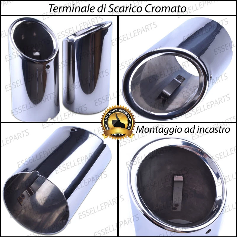 TERMINALE SCARICO CROMATO LUCIDO ACCAIO INOX PER LANCIA YPSILON MK3 TONDO - Immagine 2 di 4
