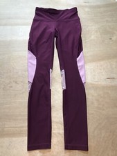 Women  s Xersion Fitted Athletic Running Yoga Leggings Sz Small Burgundy/pink