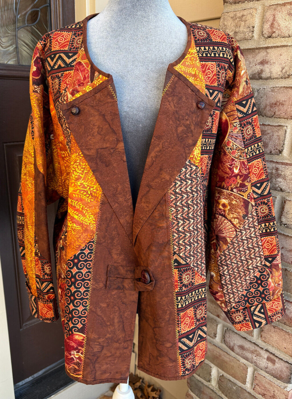 Women's Handmade Thick Quilted Batik Patchwork Jacket Tribal African 3XL - 4XL
