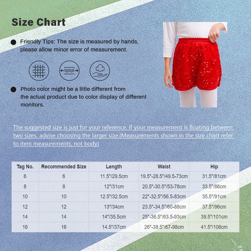 Kids Girls Shorts Carnival Dancewear Jazz Costume Elastic Sparkling Dance Teens - Picture 6 of 90