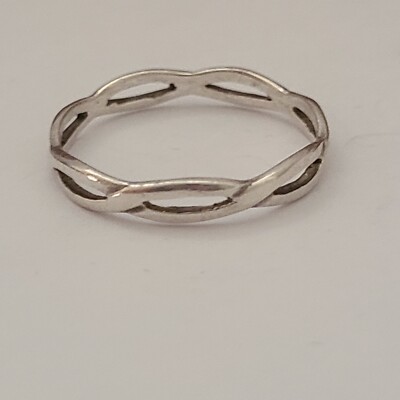 VINTAGE MODERNIST TWIST WEAVE STERLING SILVER RING SZ 8 925 | eBay