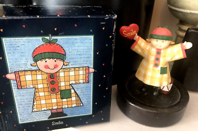 Vtg 3.5''  BOX BUDDIES Smile LANG & WISE Girl Sherry Buck Baldwin Resin FIGURINE