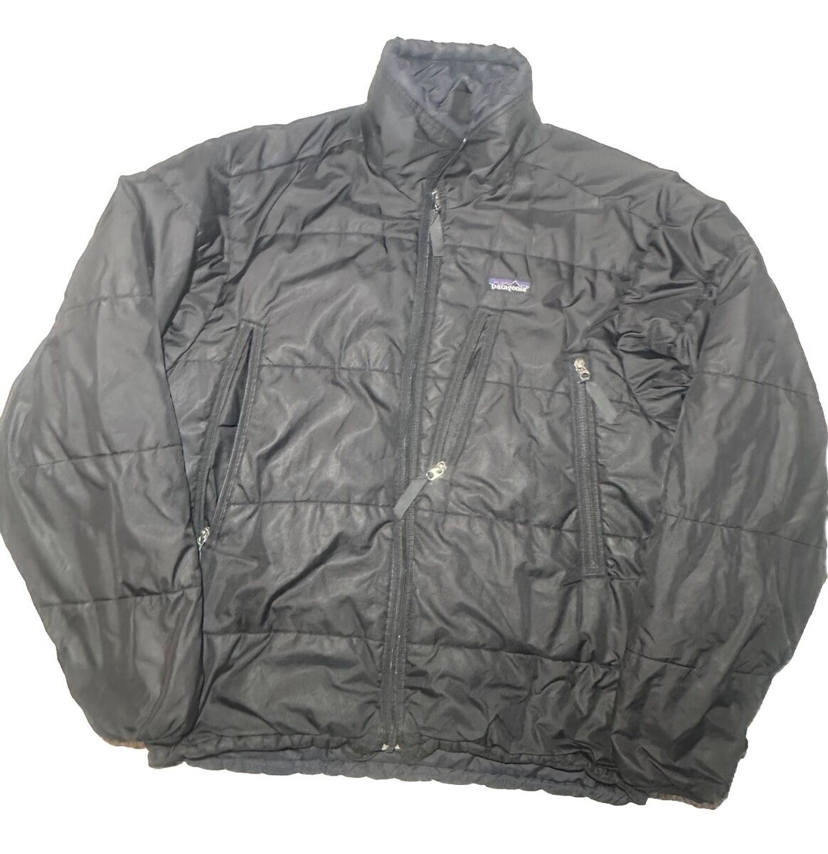Vintage Patagonia Coat Men's Large Black Puffball Zip Up Vintage Patagonia Coat Men's Large Black Puffball Zip Up